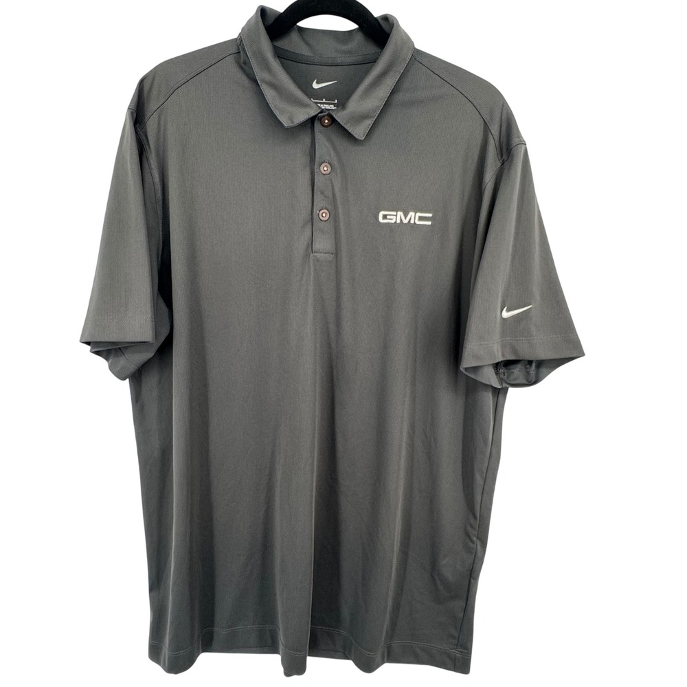 Nike Golf GMC Polo Shirt Mens Large Gray Short Sleeve Performance Swoosh Logo